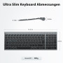 iClever Ensemble clavier souris sans fil Bluetooth avec souris, double mode rechargeable (Bluetooth 5.0 + 2.4 G), clavier sans f
