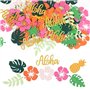 100PCS Confettis Hawaïenne Décoration Fête Aloha Tropicale Luau Confettis Aloha Fleur Feuille pour Anniversaire Mariage Déco de