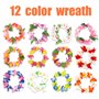 48Pcs Costume Hawaïen Déguisement Couronnes de Fleurs Femme Homme Cosplay Hula Herbe Guirlande Collier Bracelet Elastique Pince 