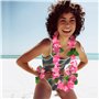 48Pcs Costume Hawaïen Déguisement Couronnes de Fleurs Femme Homme Cosplay Hula Herbe Guirlande Collier Bracelet Elastique Pince 