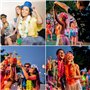 48Pcs Costume Hawaïen Déguisement Couronnes de Fleurs Femme Homme Cosplay Hula Herbe Guirlande Collier Bracelet Elastique Pince 