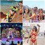 48Pcs Costume Hawaïen Déguisement Couronnes de Fleurs Femme Homme Cosplay Hula Herbe Guirlande Collier Bracelet Elastique Pince 