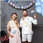 2pcs Écharpes Blanches Future Maman Futur Papa Lettre Doré Ceinture Bande Ruban en Deux Couches Polyester Accessoires Photomaton