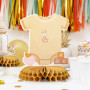 BETESSIN Lot de 6 Centres de Table en Nid d'abeille Décoration Table pour Baptême Fête de Naissance Baby Shower des Filles