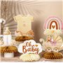 BETESSIN Lot de 6 Centres de Table en Nid d'abeille Décoration Table pour Baptême Fête de Naissance Baby Shower des Filles