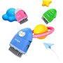 KEYROAD Taille-crayon ergonomique ROCKY-DOCKY 3 en 1 avec gomme et pinceau/1 pièce/plastique/lames en acier/crayons de couleurs/