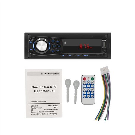 WEPARTICULAR autoradio Bluetooth Mains Libres 1 DIN autoradio Lecteur MP3 Audio numérique Interface ISO FM/USB/SD/AUX-in