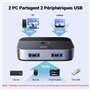 UGREEN Switch USB 3.0 5Gbps Commutateur KVM Ports pour 2 PC Entrées 2 Sorties Aluminium pour Clavier Souris Disque Dur Externe I
