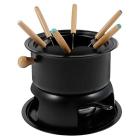 Service à fondue au fromage et au chocolat en acier inoxydable - Chauffage uniforme des aliments avec 6 fourchettes - Protection