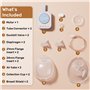 NCVI Tire-Lait Électrique Mains Libres Portable, Double Pompe 300 mmHg avec 4 Modes/9 Niveaux, Tasses 150ml Anti-Fuite et Batter