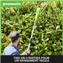 Greenworks G40PHAK2 Taille-Haie à Batterie sur Perche, Lames Double Action 51 cm, Coupe Jusqu'à 18 mm Épaisseur Branche, Tête Pi