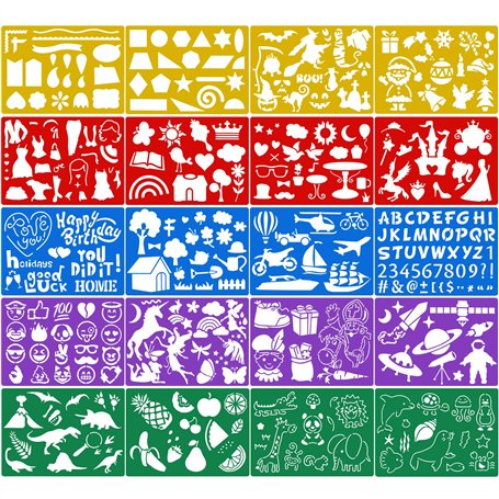 Qpout 20 pièces Modèles de Dessin en Couleur pour Enfants