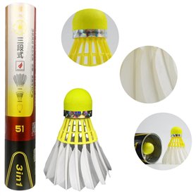 Dmantis Lot de 12 volants de badminton D513 en 1 durables Hybird en plumes de canard pour jeux d'intérieur et d'extérieur