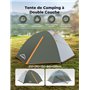 Gysrevi Tente de Camping 2-3 Personnes Camping Tente Ultra Légère Portable Tente de Dôme Facile à Installer pour Camping Randonn