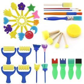 TOKSEO 34 Pièces Pinceaux éponge pour Enfants