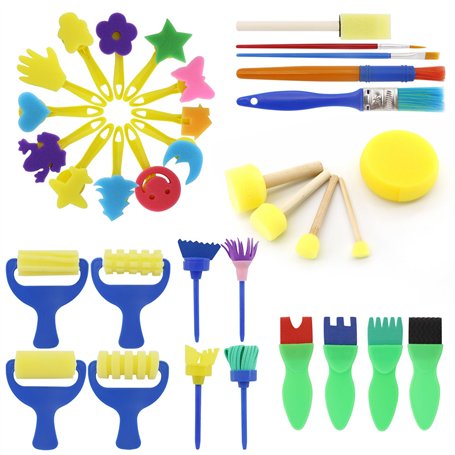 TOKSEO 34 Pièces Pinceaux éponge pour Enfants