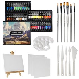 GC QUILL 48 Tubes de Peinture Acrylique de 12 ml avec 6 Pinceaux