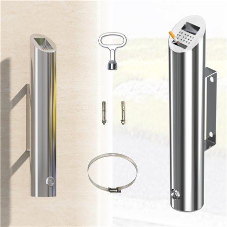 Nisorpa Cendrier mural vertical en acier inoxydable de 48 cm - Poubelle d'extérieur de 1