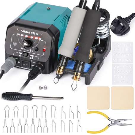 YIHUA 939-III Kit d'outils de pyrogravure avec 2 stylos de pyrogravure (type à pointe filaire) avec 20 pointes de combustion du