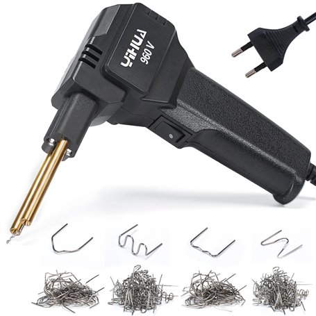 YIHUA Kit de soudure plastique portable avec lumière LED 200 agrafes chaudes pour la réparation de fissures plastiques