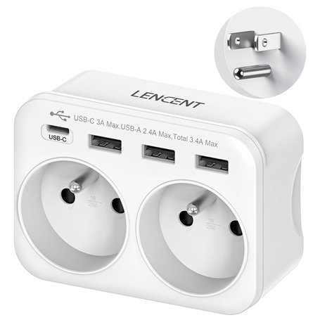 LENCENT Adaptateur Prise USA Américaine Canada
