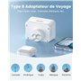 LENCENT Adaptateur Prise USA Américaine Canada, Prise Française avec 3 Ports USB et 1 Port USB-C adapté aux États-Unis Mexique T
