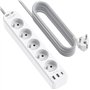 LENCENT Bloc Multiprise Electrique Améliorée avec 5 Prises