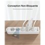 LENCENT Bloc Multiprise Electrique Améliorée avec 5 Prises, 2 USB et 1 Type C avec Interrupteur, Tressé Câble 2M, Multiprise USB