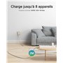 LENCENT Bloc Multiprise Electrique Améliorée avec 5 Prises, 2 USB et 1 Type C avec Interrupteur, Tressé Câble 2M, Multiprise USB