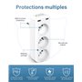 LENCENT Prise USB Secteur Multiple, 5 en 1 Chargeur Multiprises avec 3 Sortie AC 16A, 4000W et 2 Ports USB, Murale Electrique Id