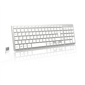 LeadsaiL Clavier sans Fil Silencieux AZERTY Français Récepteur USB 2.4GHz