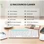 LeadsaiL Clavier sans Fil Silencieux AZERTY Français Récepteur USB 2.4GHz, 12 Raccourcis Multimédias, Pavé Numérique, Wireless K