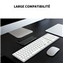 LeadsaiL Clavier sans Fil Silencieux AZERTY Français Récepteur USB 2.4GHz, 12 Raccourcis Multimédias, Pavé Numérique, Wireless K