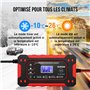 Chargeur de Batterie Voiture 12V6A, Husgw Chargeur Batterie Moto avec Réparation Intelligent, Mainteneur de Batterie avec Écran 