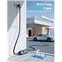 Osoeri EV Chargeur Type 2, 3.68KW Portable Chargeur Voiture Électrique 6/8/10/13/16A Courant Commutable avec LCD, 7.7M Charge Te