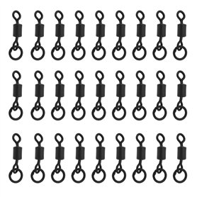 Be In Your Mind 50pcs 4# Hameçons de Pêche Émerillons Flexi Anneau Émerillons Carpe Matériel de Pêche en Acier Roulement Baril É
