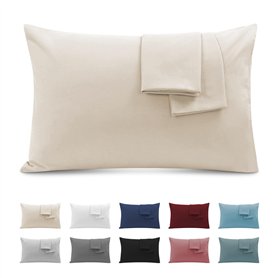Taie Oreiller 50x90 Lot de 2 en Premium Microfibre - avec Fermeture Éclair Invisible- Housse Coussin Doux