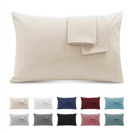 Taie Oreiller 50x90 Lot de 2 en Premium Microfibre - avec Fermeture Éclair Invisible- Housse Coussin Doux