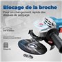 DongCheng Meuleuse d'angle 1100 W Disque 125 mm, vitesse à vide : 11800 tr/min, couvercle à fermeture rapide, Poignée Supplément