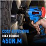 ONEVAN Visseuses à choc électriques avec 4 douilles à chocs, moteur sans balais 400/450 Nm Clé à chocs sans fil 1/2 pouce Clé à 
