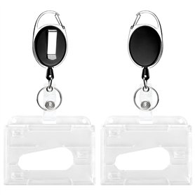 SULOLI 2pcs Porte Badge Porte-Clés Extensibles Porte Badge Enrouleur pour Protege Carte d'Identité et Carte d'Étudiant etc.