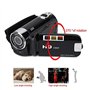 Socobeta Caméscope Numérique Caméra Vidéo Caméscope 16x HD 32g Carte Mémoire Externe Rotation de 270°(Le Noir)