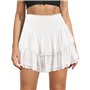 Mini jupe courte à volants taille haute pour femme - Ourlet à volants évasé - Décontracté - Abricot
