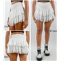 Mini jupe courte à volants taille haute pour femme - Ourlet à volants évasé - Décontracté - Abricot, Ourlet en dentelle blanche,