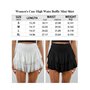 Mini jupe courte à volants taille haute pour femme - Ourlet à volants évasé - Décontracté - Abricot, Ourlet en dentelle blanche,