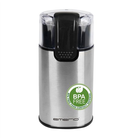 EMERIO CG-125372 Moulin à café électrique en acier inoxydable 60 g Moulin à café pour grains de café et noix en acier inoxydable