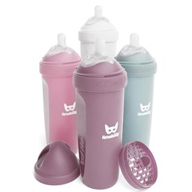 Biberons doubles anti-coliques Herobility – 12 fl oz/340ml – Lot de 4 – Biberons multicolores – Weiß