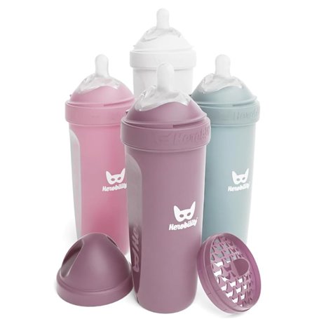 Biberons doubles anti-coliques Herobility – 12 fl oz/340ml – Lot de 4 – Biberons multicolores – Weiß