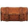 american blue Sacoche de guidon en cuir marron pour selle et moto - Sac à outils de vélo - Sac d'accessoires de voyage en cuir (