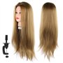 Tête de Mannequin avec 100% de Cheveux Humains, Tête de Poupée de Cosmétologie de 25,6 Pouces, Tête D'entraînement à la Coiffure